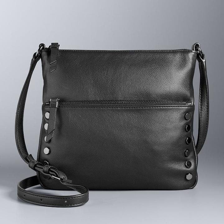 Simply Vera Vera Wang Baxter Studded Crossbody Bag, Women's, Black