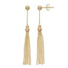 14k Gold Ball Stud Tassel Drop Earrings, Women's, Yellow