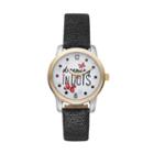 Disney's Minnie Mouse Dreaming In Dots Women's Leather Watch, Black