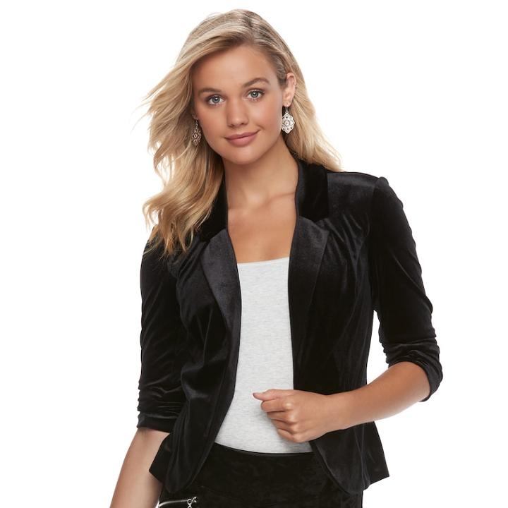 Juniors' Candies&reg; Velvet Blazer, Teens, Size: Xl, Black