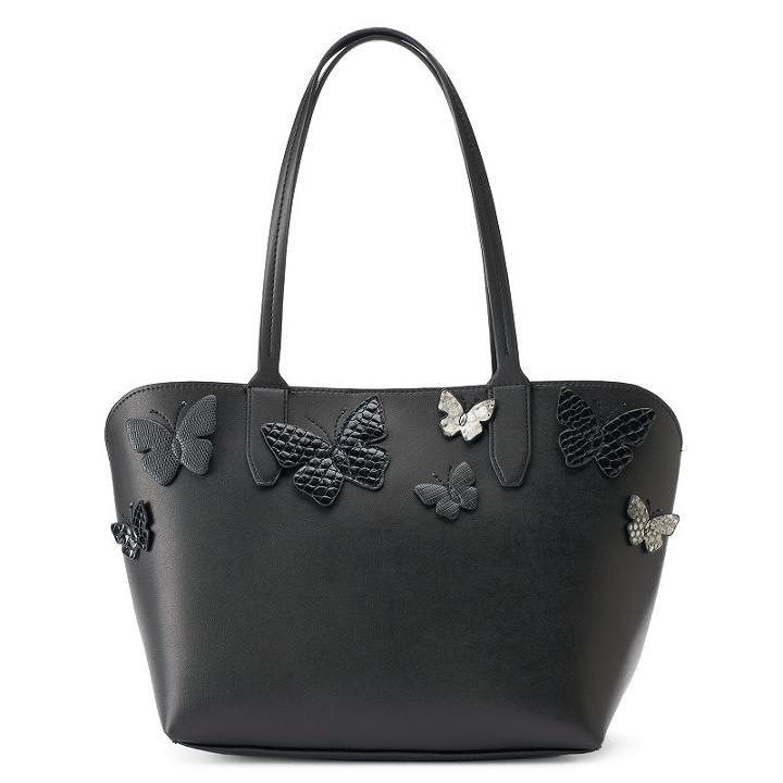 Mondani Kimona Butterfly Applique Satchel, Women's, Black