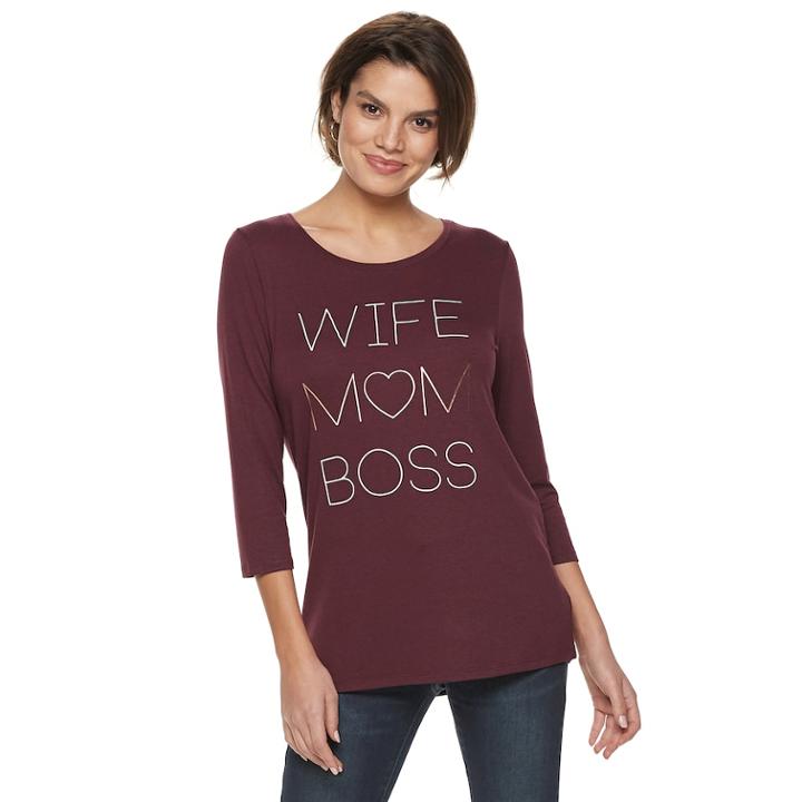 Women's Apt. 9&reg; Graphic Crewneck Tee, Size: Medium, Red