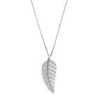 Sterling Silver 1/4 Carat T.w. Diamond Leaf Pendant Necklace, Women's, Size: 18, White