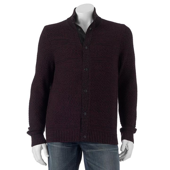 Men's Apt. 9&reg; Modern-fit Snap-front Cardigan, Size: Xxl, Dark Red