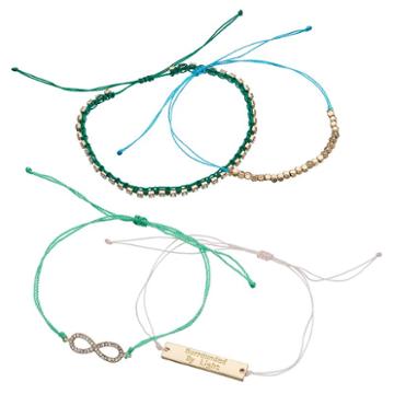 Loli Bijoux Breast Cancer Awareness Surrounded By Light Cord Bracelet Set, Women's, Multicolor