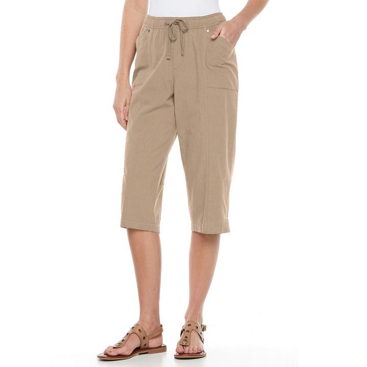 Women's Croft & Barrow&reg; Embellished Chambray Sheeting Capris, Size: Xxl, Lt Beige