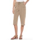 Women's Croft & Barrow&reg; Embellished Chambray Sheeting Capris, Size: Xxl, Lt Beige