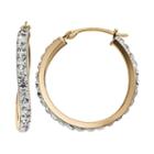 Crystal 14k Gold-bonded Sterling Silver Curved Hoop Earrings, Women's, White