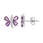 Sterling Silver Amethyst & White Topaz Butterfly Stud Earrings, Women's, Purple