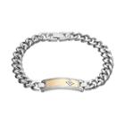 Men's Two Tone Stainless Steel Diamond Accent Id Bracelet, Size: 8.5, White