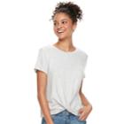 Juniors' Pink Republic Twist Front Tee, Teens, Size: Small, Med Grey