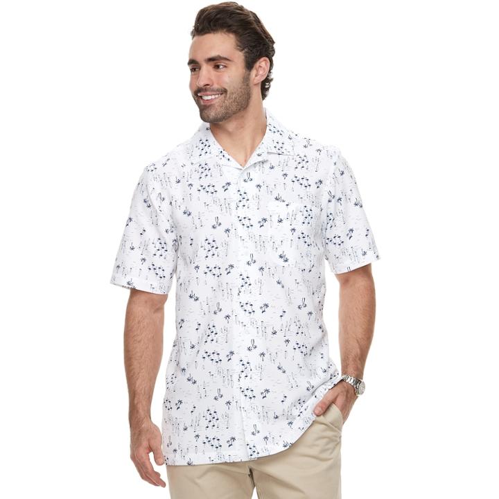 Big & Tall Haggar Regular-fit Button-down Camp Shirt, Men's, Size: 2xb, White