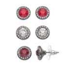 Red Halo Nickel Free Button Stud Earring Set, Women's