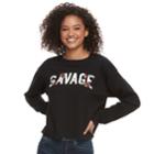 Juniors' Savage Roses Top, Teens, Size: Large, Black