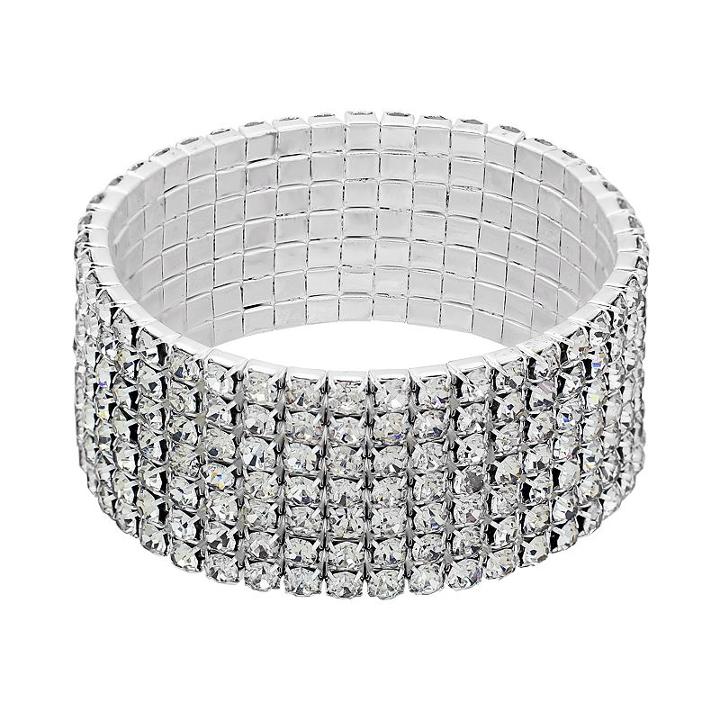 Crystal Allure Multirow Stretch Bracelet, Women's, White