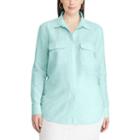 Plus Size Chaps Linen Blend Shirt, Women's, Size: 2xl, Blue