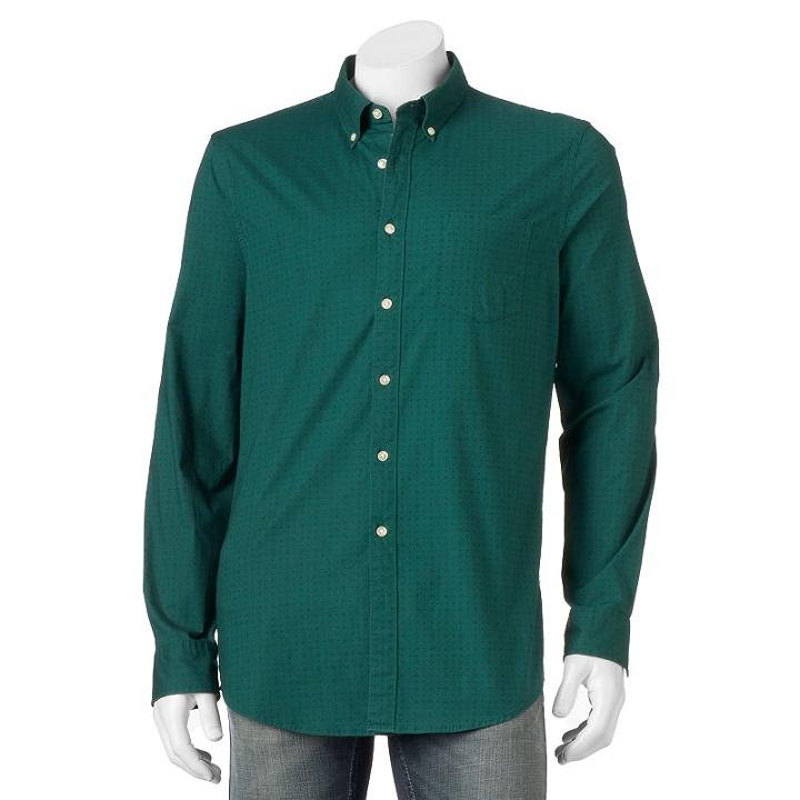 Big & Tall Sonoma Goods For Life&trade; Slim-fit Plaid Poplin Stretch Button-down Shirt, Men's, Size: Xl Tall, Green