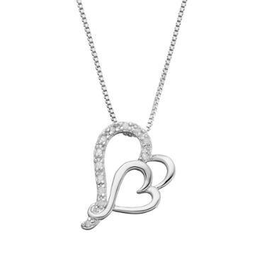 Diamond Classics Sterling Silver 1/10 Carat T.w. Diamond Heart Pendant, Women's, Size: 18, White
