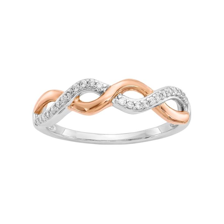 Two Tone 14k White Gold 1/8 Carat T.w. Diamond Twist Ring, Women's, Size: 7