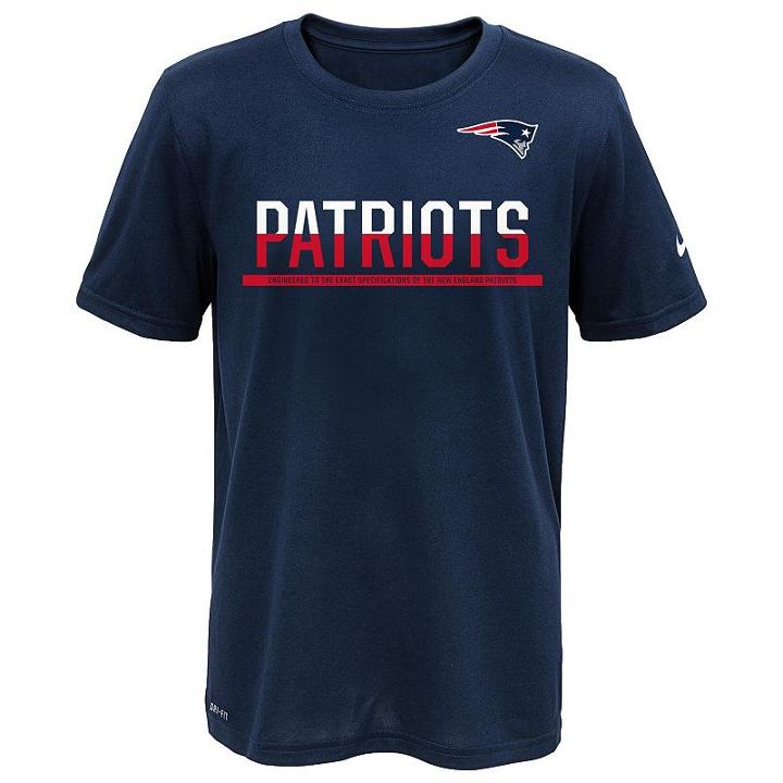 Boys 8-20 Nike New England Patriots Practice Dri-fit Tee, Boy's, Size: S(8), Blue (navy)