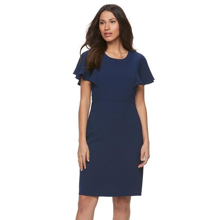 Women's Sharagano Flutter Crepe Dress, Size: 4, Blue