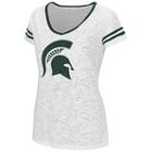Juniors' Campus Heritage Michigan State Spartans Contrasting Ringer Tee, Women's, Size: Medium, Dark Green
