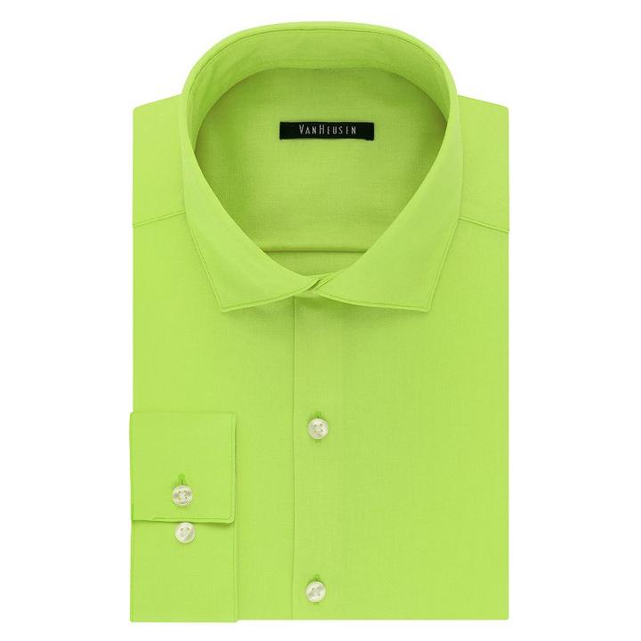 Men's Van Heusen Slim-fit Lux Sateen No-iron Dress Shirt, Size: 17-32/33, Brt Green