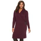 Plus Size Chaps Solid Faux-wrap Sweaterdress, Women's, Size: 2xl, Purple