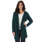 Juniors' Iz Byer California Cable-knit Draped Cardigan, Teens, Size: Large, Dark Green