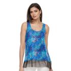 Women's Jennifer Lopez Print Mesh Trim Tank, Size: Medium, Blue (navy)