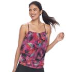Women's A Shore Fit Tummy Slimmer Mesh Blouson Tankini Top, Size: 6, Pink