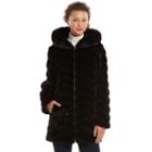 Women's Gallery Hooded Faux-fur Jacket, Size: Medium, Black