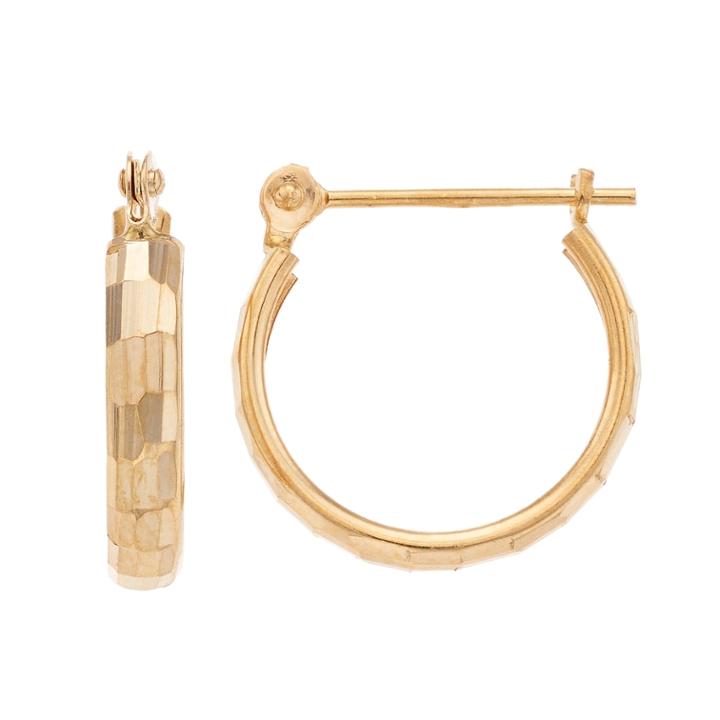 Forever 14k Textured Polished Hoop Earrings, Women's, Gold
