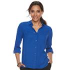 Women's Apt. 9&reg; Convertible Button Tab Blouse, Size: Xs, Blue