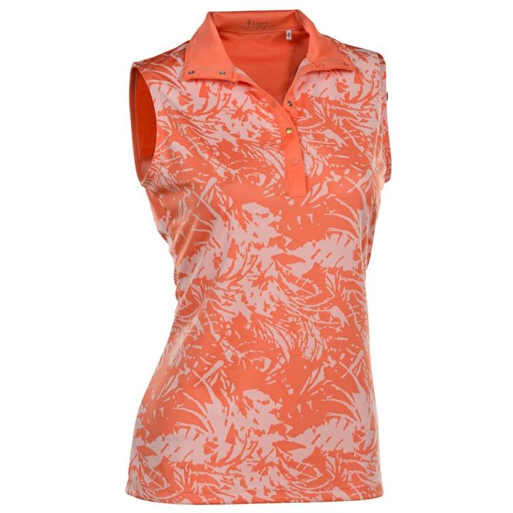 Women's Nancy Lopez Palmy Sleeveless Golf Polo, Size: Medium, Med Orange