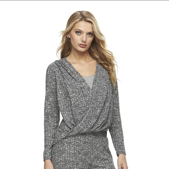 Women's Juicy Couture Surplice Hoodie, Size: Xl, Med Grey