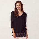 Women's Lc Lauren Conrad Lace Tunic, Size: Medium, Black