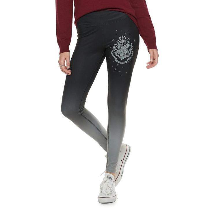 Juniors' Harry Potter Hogwarts Crest Ombre Yoga Leggings, Teens, Size: Xl, Black