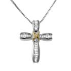 Sterling Silver 1/4-ct. T.w. Diamond Cross Pendant, Women's, White