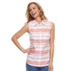 Women's Croft & Barrow&reg; Print Sleevless Button-front Shirt, Size: Small, Light Pink