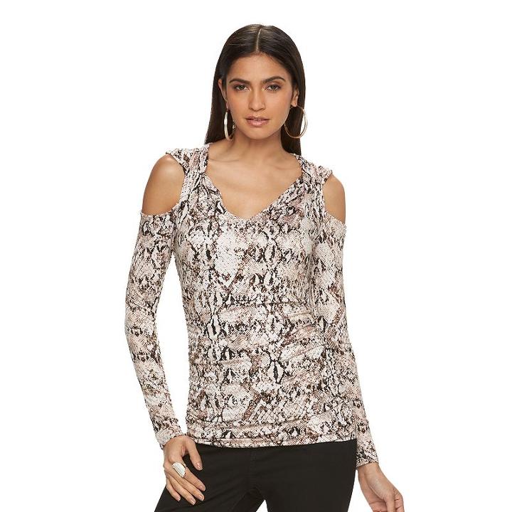 Women's Jennifer Lopez Ruched Cold-shoulder Top, Size: Large, Light Pink