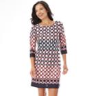 Women's Apt. 9&reg; Print Shift Dress, Size: Medium, Navy Coral Ovals