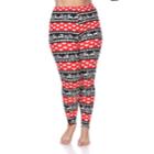 Plus Size White Mark Holiday Printed Leggings, Women's, Red