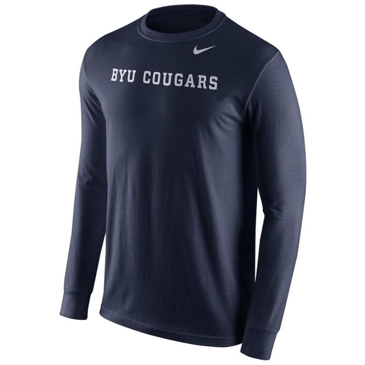 Men's Nike Byu Cougars Wordmark Tee, Size: Xl, Blue (navy)