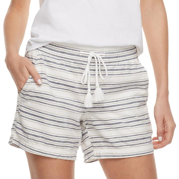 Women's Sonoma Goods For Life&trade; Striped Linen Soft Shorts, Size: 14, Natural