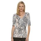 Women's Dana Buchman Printed Surplice Top, Size: Medium, Natural