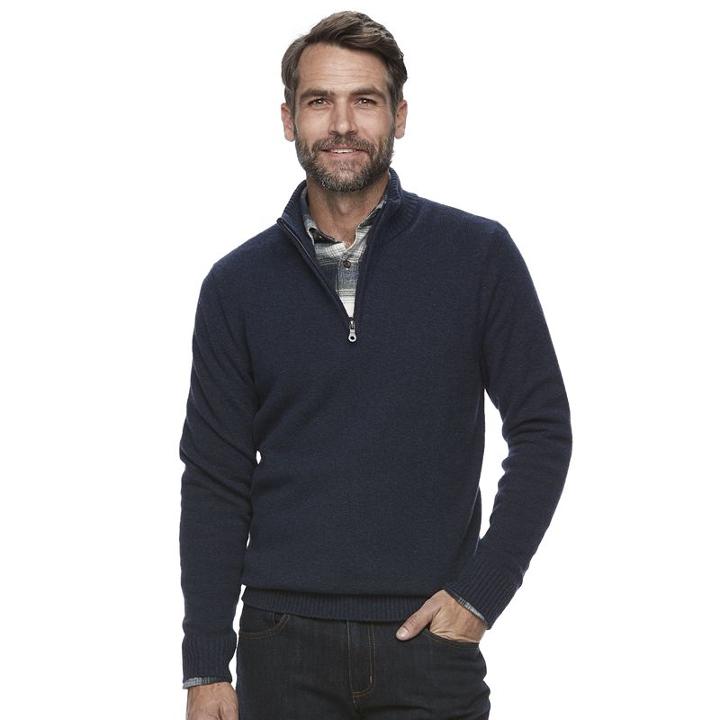 Men's Croft & Barrow® True Comfort Classic-fit Quarter-zip Sweater, Size: Large, Dark Blue