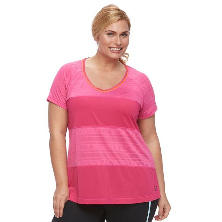 Plus Size Fila Sport&reg; Jacquard Mesh V-neck Tee, Women's, Size: 2xl, Med Pink