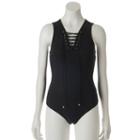 Women's Jennifer Lopez Lace-up Bodysuit, Size: Xl, Black