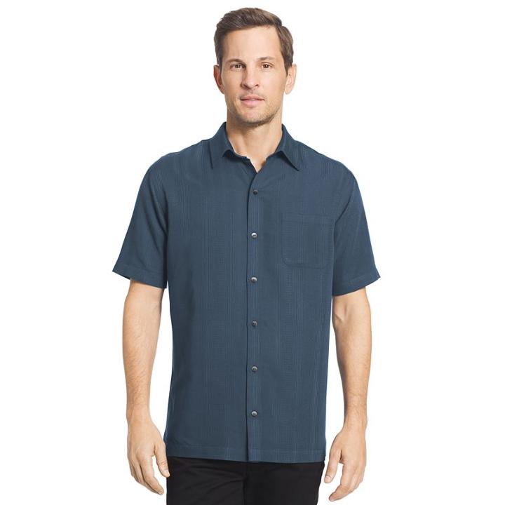 Men's Van Heusen Classic-fit Striped Dobby Button-down Shirt, Size: Xxl, Blue Other